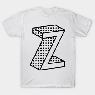 3D Ben Day Dot Isometric Letter Z T-Shirt